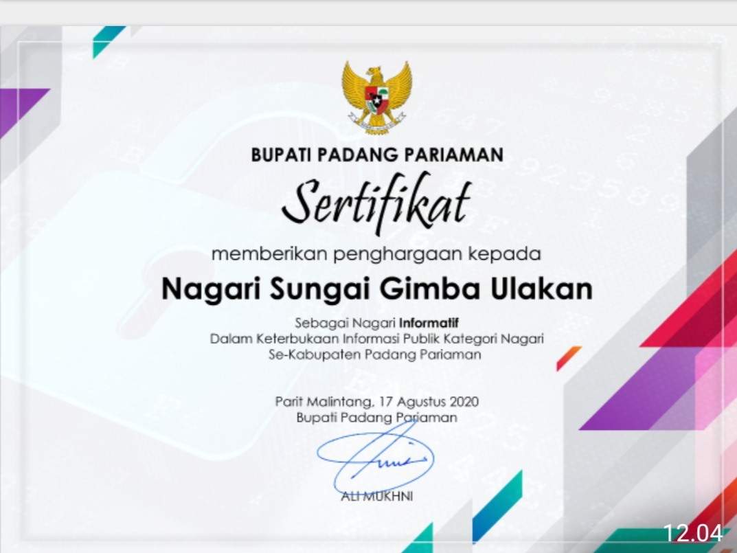Sabet Penghargaan Tingkat Kabupaten Padang Pariaman